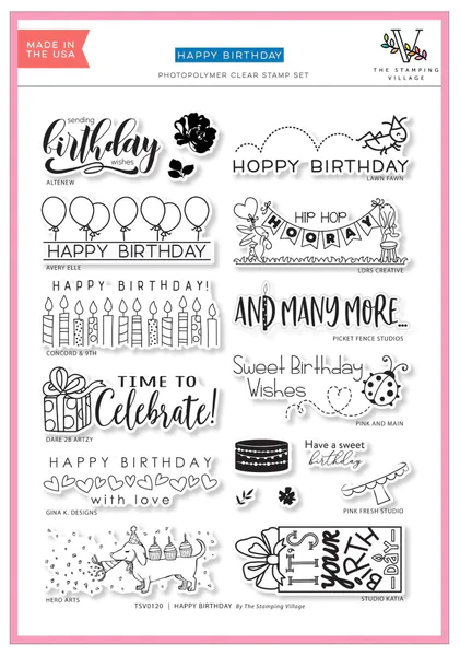 Hovedbilde The Stamping Village Happy Birthday Stamp Set