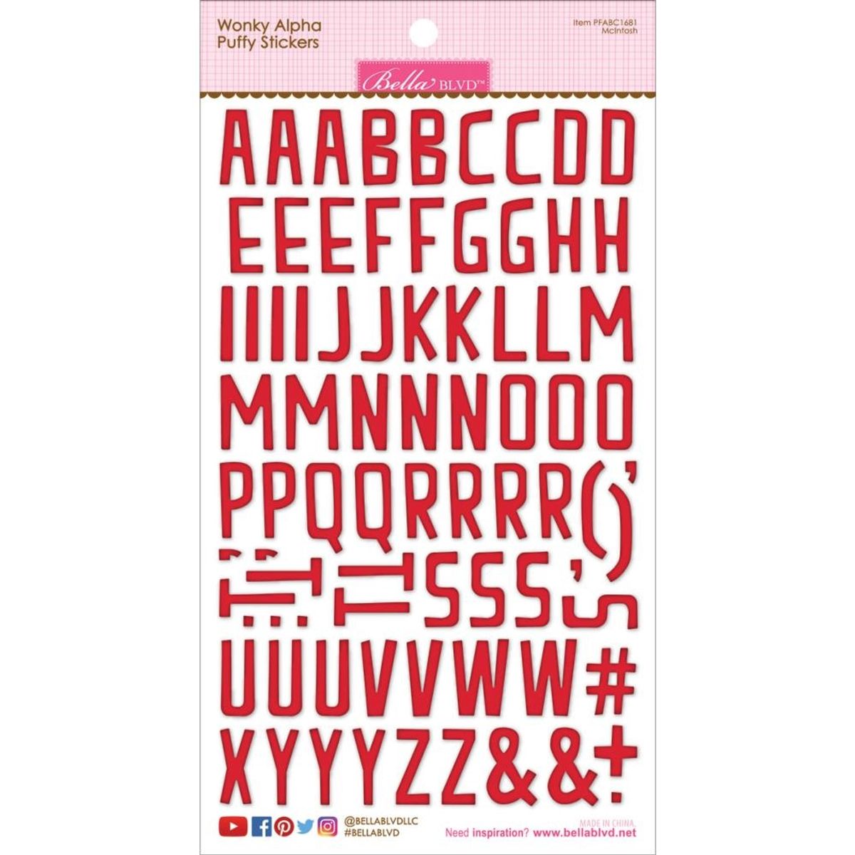 Bella BLVD Wonky Alpha Puffy Stickers McIntosh