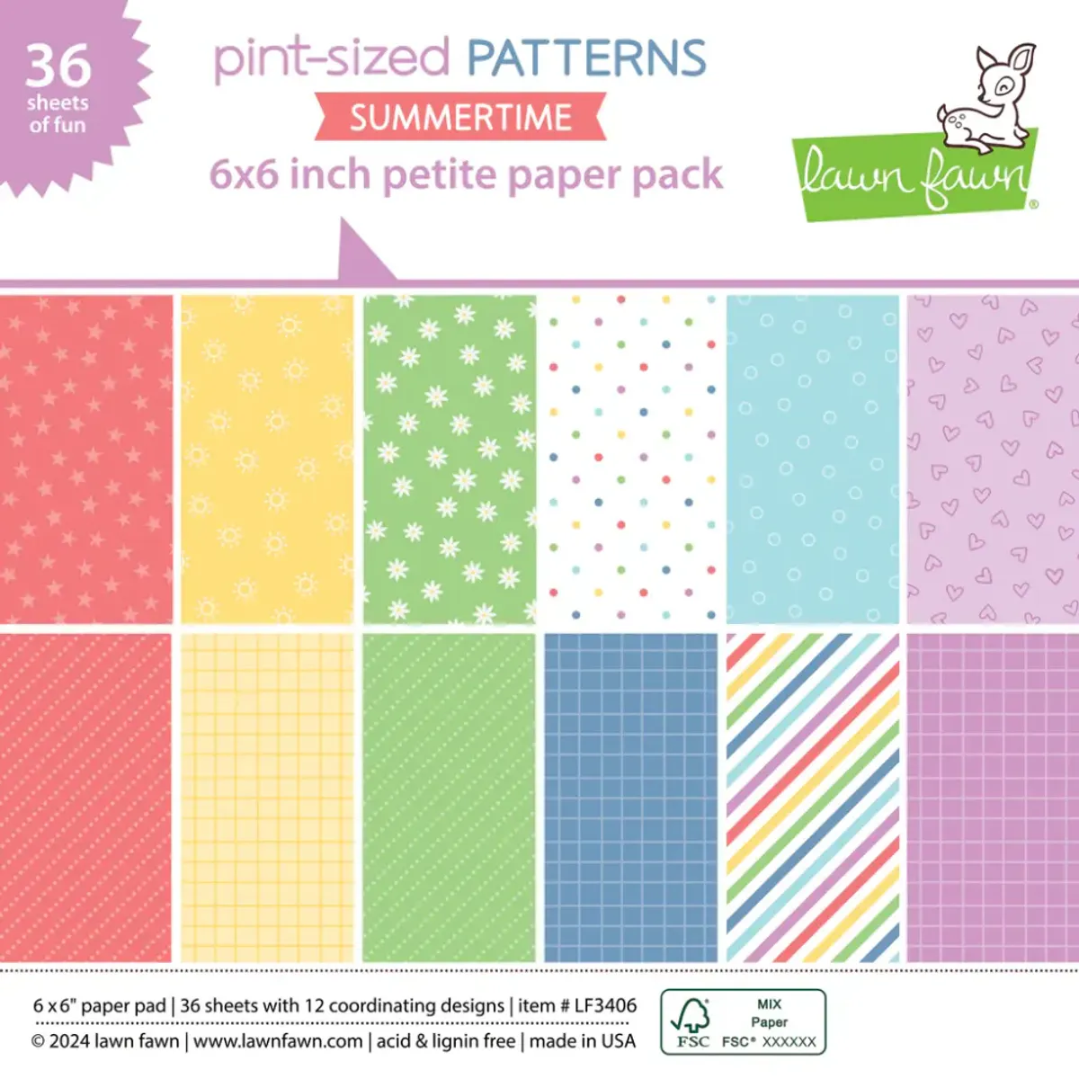 Lawn Fawn Pint-sized Patterns Summertime Petite Paper Pack