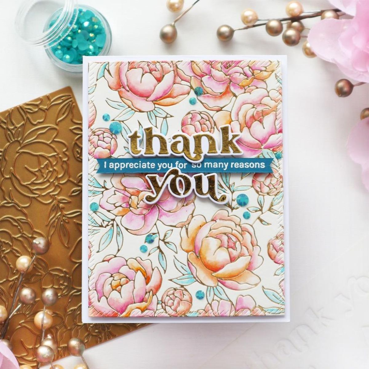 Pinkfresh Studio Peony Print hot foil plate