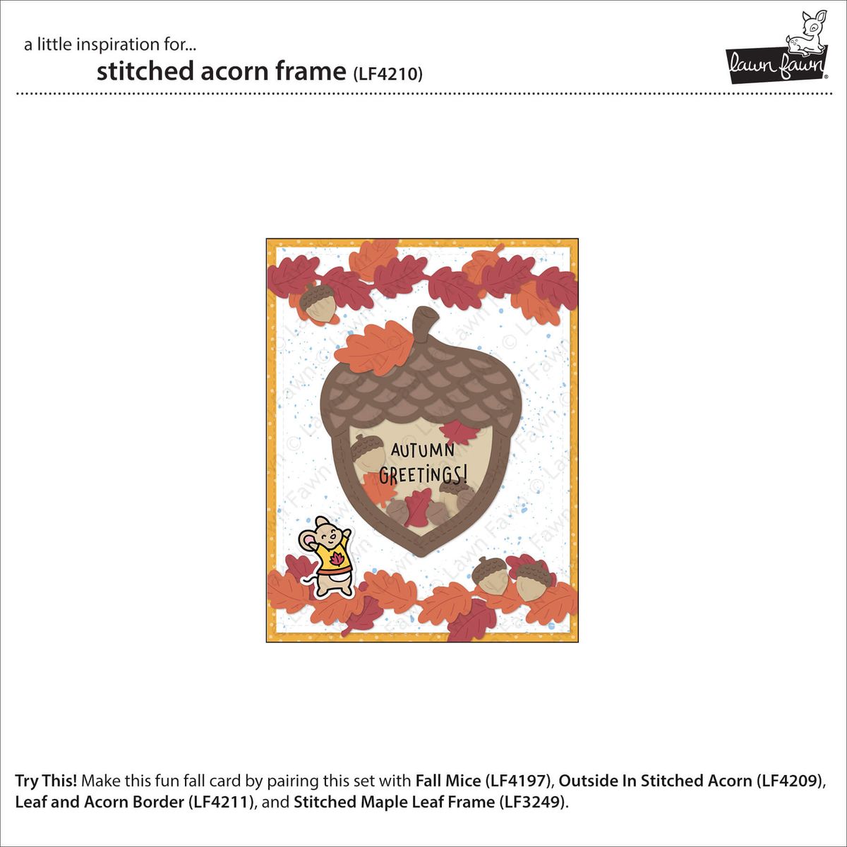 Stitched Acorn Frame Dies
