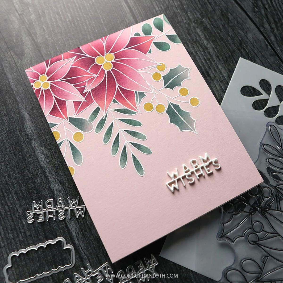 Kristina Werner Winter Greenery Background Stencil Pack