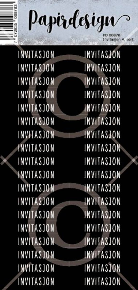 Papirdesign Invitasjon 4, sort klistremerker